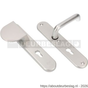 Ami VHB 250/50/1-90/83 veiligheidsvoordeur-duwerlangschildgarnituur SKG*** ovaal VHB 250/50/1 profielcilinder PC 72 deurduwer 90/83 links F1 profielcilinder PC 72 en deurkruk 356 M6 deurdikte 38-42 mm - R10900942 - afbeelding 1