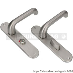 Ami 200/1/7-386 kruk-kruk garnituur deurkruk 386 Rota langschild 200/1/7 toilet- en badkamersluiting WC 8/63 Irox Archi Design deurdikte 38-42 mm - R10900104 - afbeelding 1