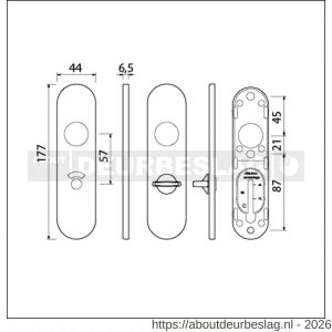 Ami 177/1 Klik kortschild aluminium toilet- en badkamersluiting WC 5/57 mm F1 - R10900533 - afbeelding 2