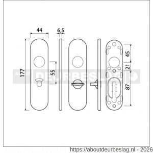Ami 177/1 Klik kortschild aluminium toilet- en badkamersluiting WC 8/55 mm F1 - R10900534 - afbeelding 2