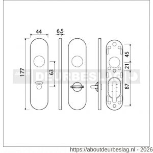 Ami 177/1 Klik kortschild aluminium toilet- en badkamersluiting WC 8/63 mm F1 - R10900535 - afbeelding 2