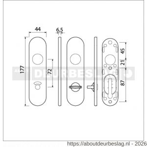 Ami 177/1 Klik kortschild aluminium toilet- en badkamersluiting WC 8/72 mm F1 - R10900536 - afbeelding 2
