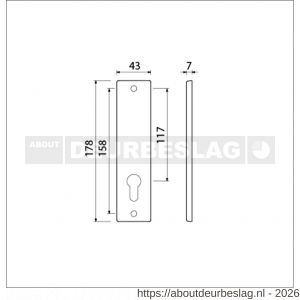 Ami 178/43 kortschild aluminium zonder krukgat profielcilinder PC 72 F1 - R10900546 - afbeelding 2