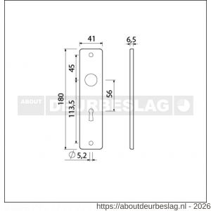 Ami 180/41 RH kortschild aluminium rondhoek sleutelgat SLG 56 zwart RAL 9005 structuur finish - R10900579 - afbeelding 2