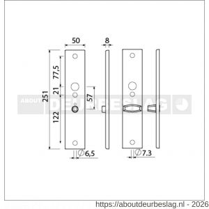 Ami 251/50/8 langschild aluminium toilet- en badkamersluiting WC 5/57 mm F1 R6,5/R7,3 - R10900688 - afbeelding 2