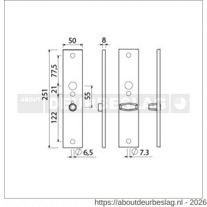 Ami 251/50/8 langschild aluminium toilet- en badkamersluiting WC 8/55 mm F1 R6,5/R7,3 - R10900689 - afbeelding 2