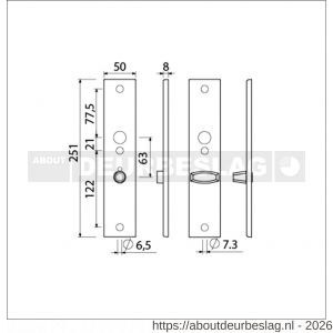 Ami 251/50/8 langschild aluminium toilet- en badkamersluiting WC 8/63 mm F1 R6,5/R7,3 - R10900690 - afbeelding 2