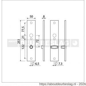 Ami 251/50/8 langschild aluminium toilet- en badkamersluiting WC 8/72 mm F1 R6,5/R7,3 - R10900691 - afbeelding 2