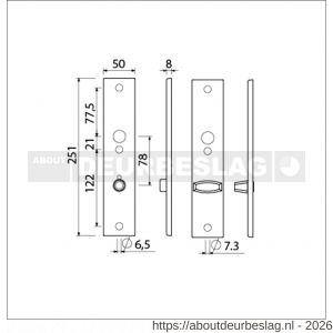 Ami 251/50/8 langschild aluminium toilet- en badkamersluiting WC 8/78 mm F1 R6,5/R7,3 - R10900692 - afbeelding 2