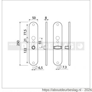 Ami 250/50/8/1 langschild aluminium toilet- en badkamersluiting WC 8x55 mm F1 R6,5/R7,3 - R10900678 - afbeelding 2