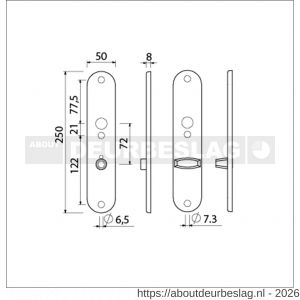 Ami 250/50/8/1 langschild aluminium toilet- en badkamersluiting WC 8x72 mm F1 R6,5/R7,3 - R10900680 - afbeelding 2