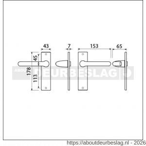 Ami KS 178/43-386 kruk-kruk garnituur deurkruk 386 Rota kortschild 178/43 blind F1 deurdikte 38-42 mm - R10900111 - afbeelding 2