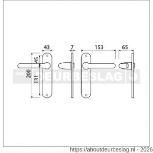 Ami 200/1/7-386 kruk-kruk garnituur deurkruk 386 Rota langschild 200/1/7 blind Irox Archi Design deurdikte 38-42 mm - R10900100 - afbeelding 2