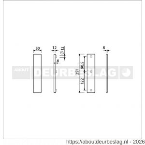 Ami VHB 251/50 veiligheidslangschild SKG*** VHB 251/50 buiten en binnen geheel blind F1 deurdikte 38-42 mm - R10901404 - afbeelding 2