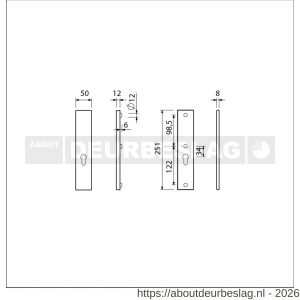 Ami VHB 251/50 veiligheidslangschild SKG*** VHB 251/50 buiten en binnen zonder krukgat profielcilinder PC 55 F1 deurdikte 38-42 mm - R10901427 - afbeelding 2