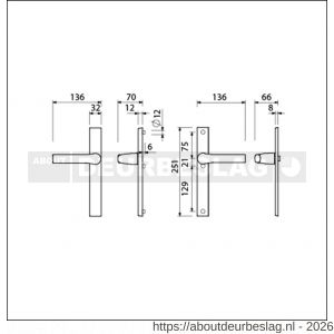 Ami VHB 251/32-379 veiligheids Rotaveer kruk-kruk smalschildgarnituur SKG** VHB deurkruk 379 Rota 251/32 blind F1 en deurkruk 379 Rota 251/32 blind deurdikte 53-57 mm - R10900885 - afbeelding 2