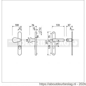Ami VHB 257/37/2-173- 378 KT veiligheids Rotaveer knop-kruk smalschildgarnituur SKG** Archi Design ovaal VHB 257/37/15 kerntrek KT 72 knop 173 Varo Irox en deurkruk 378 Rota 257/32/2 profielcilinder PC 72 deurdikte 53-57 mm - R10901603 - afbeelding 2