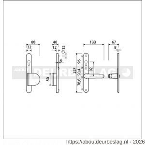 Ami VHB 257/32/2-90/83-378 veiligheids Rotaveer duwer-kruk smalschildgarnituur SKG** ovaal VHB 257/32/2 profielcilinder PC 92 omkeer 90/83 rechts en deurkruk 378 Rota Fuhr 869 deurdikte 53-57 mm - R10900857 - afbeelding 2