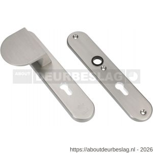 Ami VHB 250/50/1-90/83 veiligheidsvoordeur-duwerlangschildgarnituur SKG*** Archi Design ovaal VHB 250/50/1 profielcilinder PC 55 deurduwer 90/83 links zonder deurkruk Irox deurdikte 38-42 mm - R10901026 - afbeelding 1