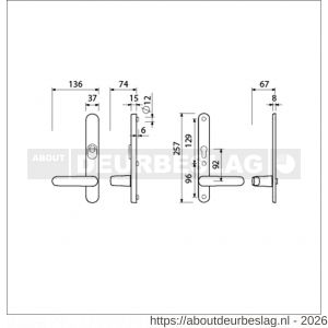 Ami VHB 257/37/2-378 KT veiligheids Rotaveer kruk-kruk smalschildgarnituur SKG*** kerntrekbeveiliging ovaal VHB deurkruk 378 Rota 257/37/2 kerntrek KT 92 omkeer F1 deurdikte 53-57 mm - R10901658 - afbeelding 2