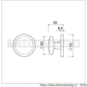 Ami 160/60 voordeurknop aluminium zwart RAL 9005 structuur finish - R10900273 - afbeelding 2