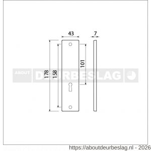 Ami 178/43 kortschild aluminium zonder krukgat sleutelgat SLG 56 F1 - R10900544 - afbeelding 2