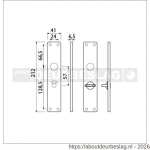 Ami 212/41 RH langschild aluminium rondhoek toilet- en badkamersluiting WC 5/57 mm F1 - R10900638 - afbeelding 2