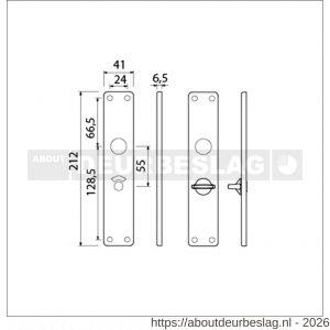 Ami 212/41 RH langschild aluminium rondhoek toilet- en badkamersluiting WC 8/55 mm F1 - R10900639 - afbeelding 2