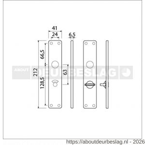 Ami 212/41 RH langschild aluminium rondhoek toilet- en badkamersluiting WC 8/63 mm F1 - R10900640 - afbeelding 2