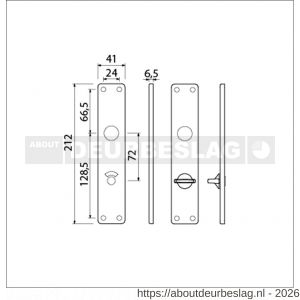 Ami 212/41 RH langschild aluminium rondhoek toilet- en badkamersluiting WC 8/72 mm F1 - R10900641 - afbeelding 2