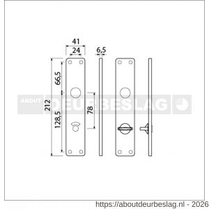 Ami 212/41 RH langschild aluminium rondhoek toilet- en badkamersluiting WC 8/78 mm F1 - R10900642 - afbeelding 2