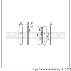 Ami VHB 250/50/1 veiligheidslangschild SKG*** ovaal VHB 250/50/1 buiten blind F1 en binnen profielcilinder PC 92 deurdikte 53-57 mm - R10900911 - afbeelding 2