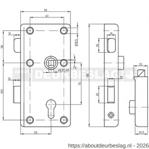 S&B 110201.4 dag en nacht cilinder oplegslot PC 55 mm DIN 81311 C DIN rechts buiten messing gepolijst - R40615095 - afbeelding 2
