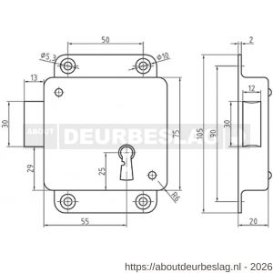 S&B 114401.4 BB oplegkastslot 114401.4 bonte baard BB DIN rechts buiten messing gepolijst - R40615073 - afbeelding 2