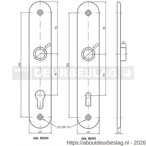 S&B 180101.4 BB deurschild bonte baard BB 230 mm afstand 75 mm rond messing gepolijst - R40615161 - afbeelding 2