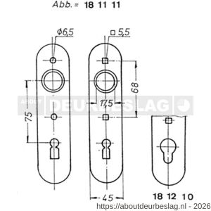 S&B 181210.4 deurschild PC 170 mm afstand 75 mm rond messing gepolijst - R40615160 - afbeelding 1