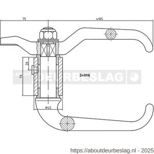 S&B 240006 deurknevel Form A 60 DIN 83104-ST 37-2 stalen huls losse bus zonder aanslag - R40615003 - afbeelding 2