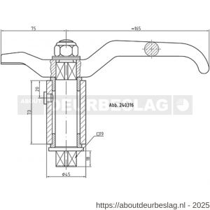 S&B 240316 deurknevel Form B 73 DIN 83104-ST 37-2 losse bus zonder aanslag - R40615000 - afbeelding 2