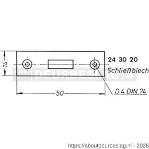 S&B 243020.4 sluitplaat sluitplaat voor deurschuif 100x46 mm 10 mm stiftdiameter messing gepolijst - R40615141 - afbeelding 2