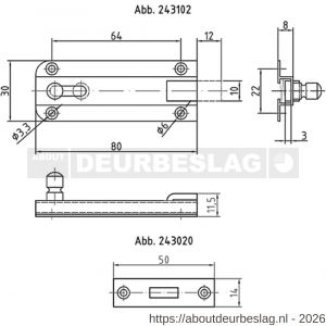 S&B 243102.4 profiel-deurschuif vlak 80 mm messing gepolijst - R40615142 - afbeelding 2