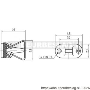 S&B 253301.4 deurvastzetter L=40 mm D=35 mm met tegenplaat en rubber aanslag messing gepolijst - R40615125 - afbeelding 2