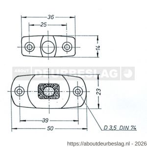 S&B 253600.4 deurvastzetter L=50 mm D=23 mm met tegenplaat en rubber aanslag messing gepolijst - R40615121 - afbeelding 2