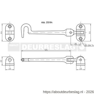 S&B 255101.4 deur-kajuithaak zwaar 200 mm met tegenplaat messing gepolijst - R40615042 - afbeelding 2