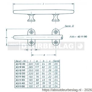 S&B 431165.4 kikker 165 mm hart op hart 68 mm messing gepolijst - R40615024 - afbeelding 2