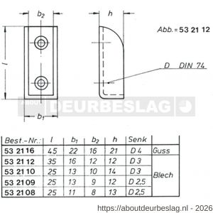 S&B 532108.4 plankhouder 25x11x13 mm-voor 8 mm materiaal messing gepolijst - R40615048 - afbeelding 2