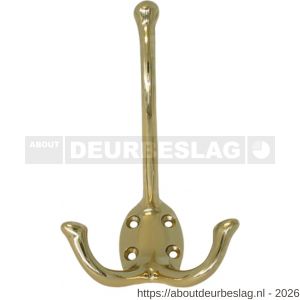 S&B 590000.4 hoed en jas kapstokhaak dubbel 2 armig 110 mm messing polijst - R40615163 - afbeelding 1