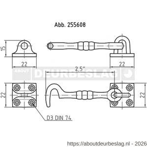 S&B 255601.1 kajuithaak 10 inch 250 mm met tegenplaat messing gerold - R40615033 - afbeelding 2