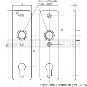 S&B 183012.4 deurschild PZ 165x45 mm afstand 75 mm messing gepolijst - R40615159 - afbeelding 2