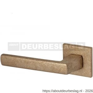 Mandelli1953 1291L Fan deurkruk gatdeel op rozet 50x6 mm linkswijzend messing getrommeld - R21015151 - afbeelding 1