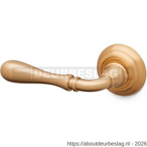 Mandelli1953 1421L Gou deurkruk gatdeel op rozet 51x12 mm linkswijzend mat messing - R21015183 - afbeelding 1